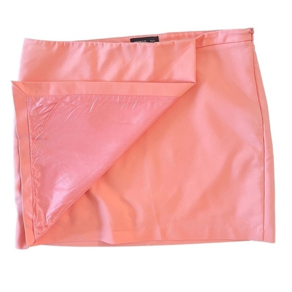 Mango Coral Faux Wrap Mini Skirt, Size 10 - Picture 2 of 6